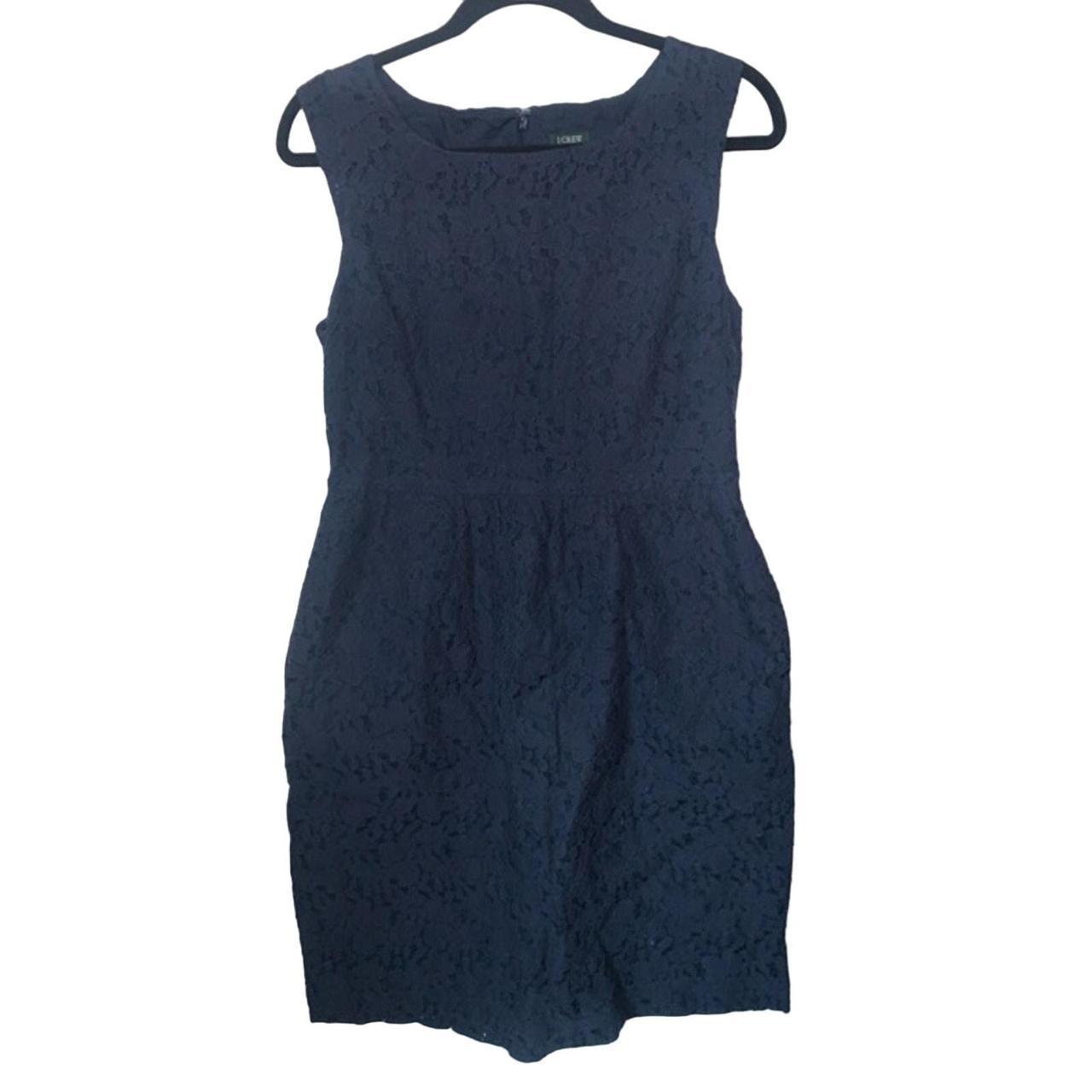 J crew factory navy blue eyelet sheath dress size