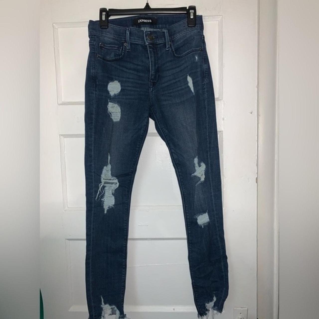 Express ankle legging mid rise distressed raw hem. Depop