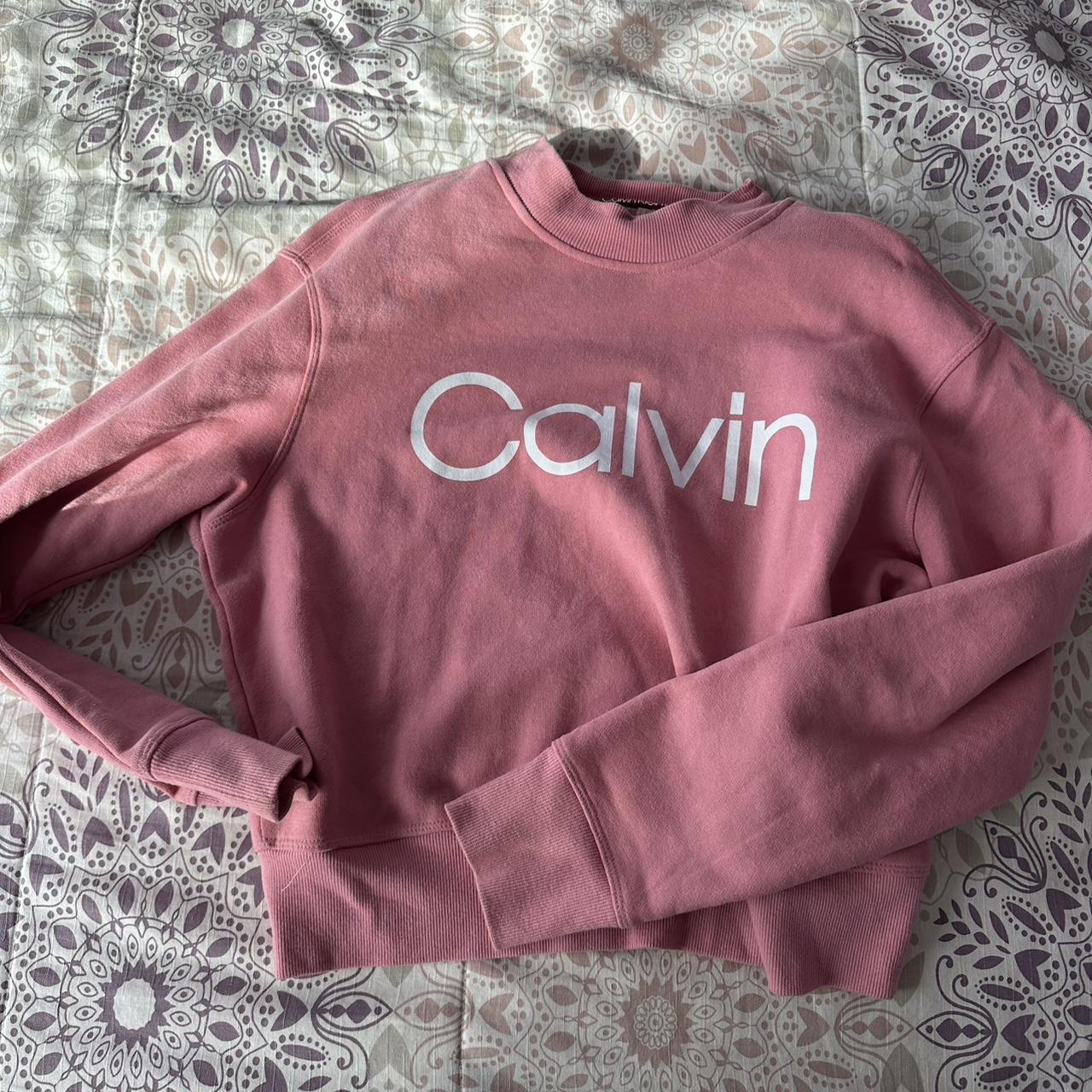 Calvin Klein pink crew neck Barely worn Fits more... - Depop