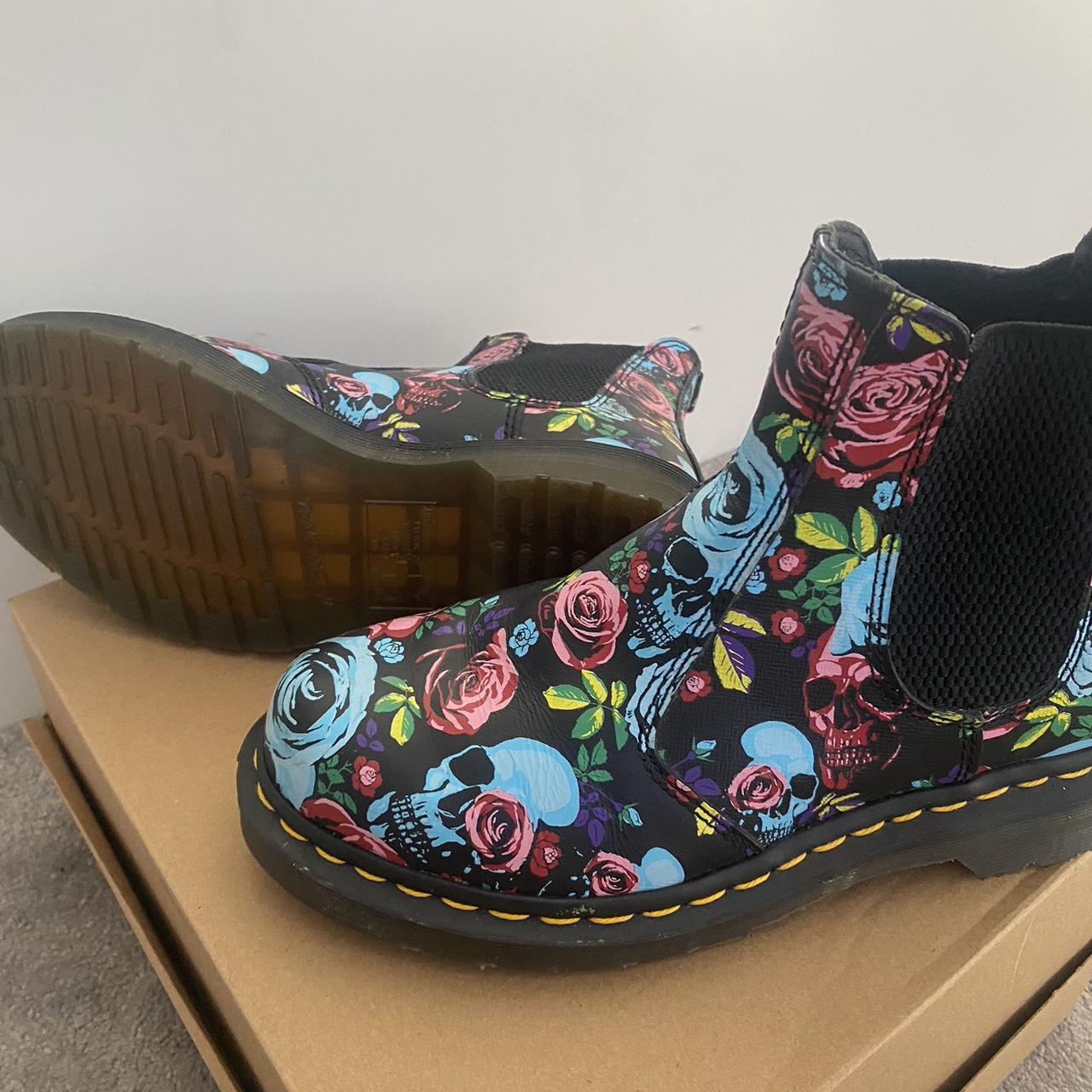 Doc martens authentic Pascal rose floral skull. Depop