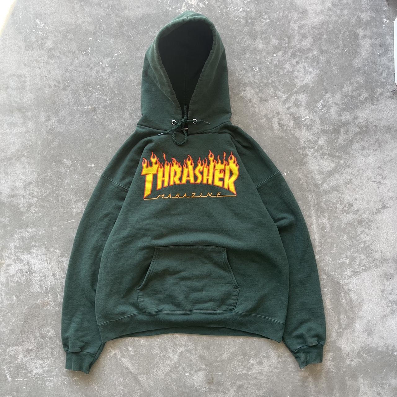 Thrasher dark green hoodie Size: M Feel free to... - Depop