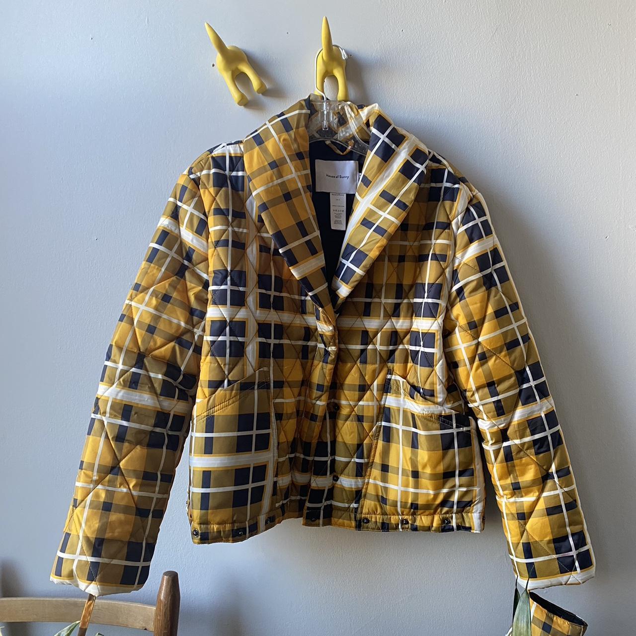 House of Sunny Quilted Puffer Jacket Plaid UK 8,... - Depop