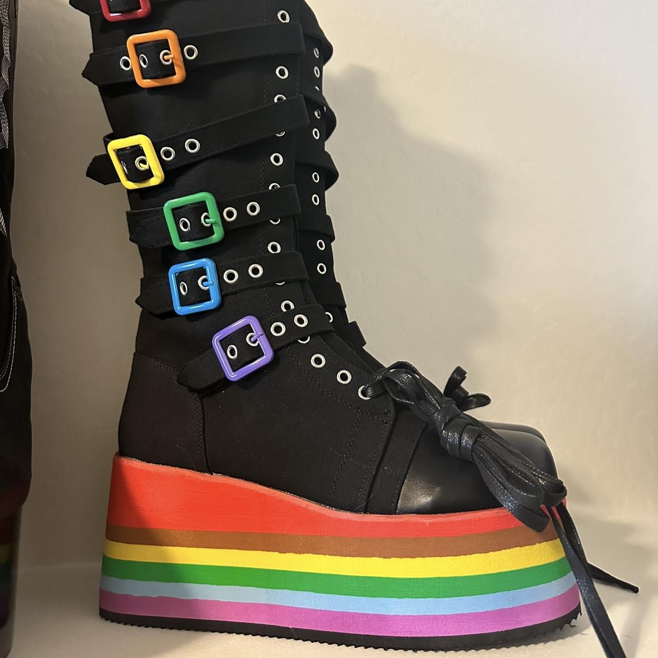 Platform Rainbow Boots Size 9 scenecore emo