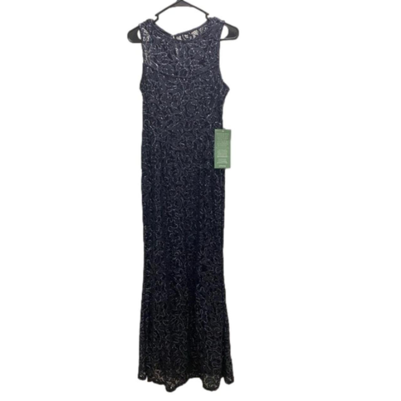 NWT Blu Sage sparkle sequin gunmetal lace maxi gown. Depop