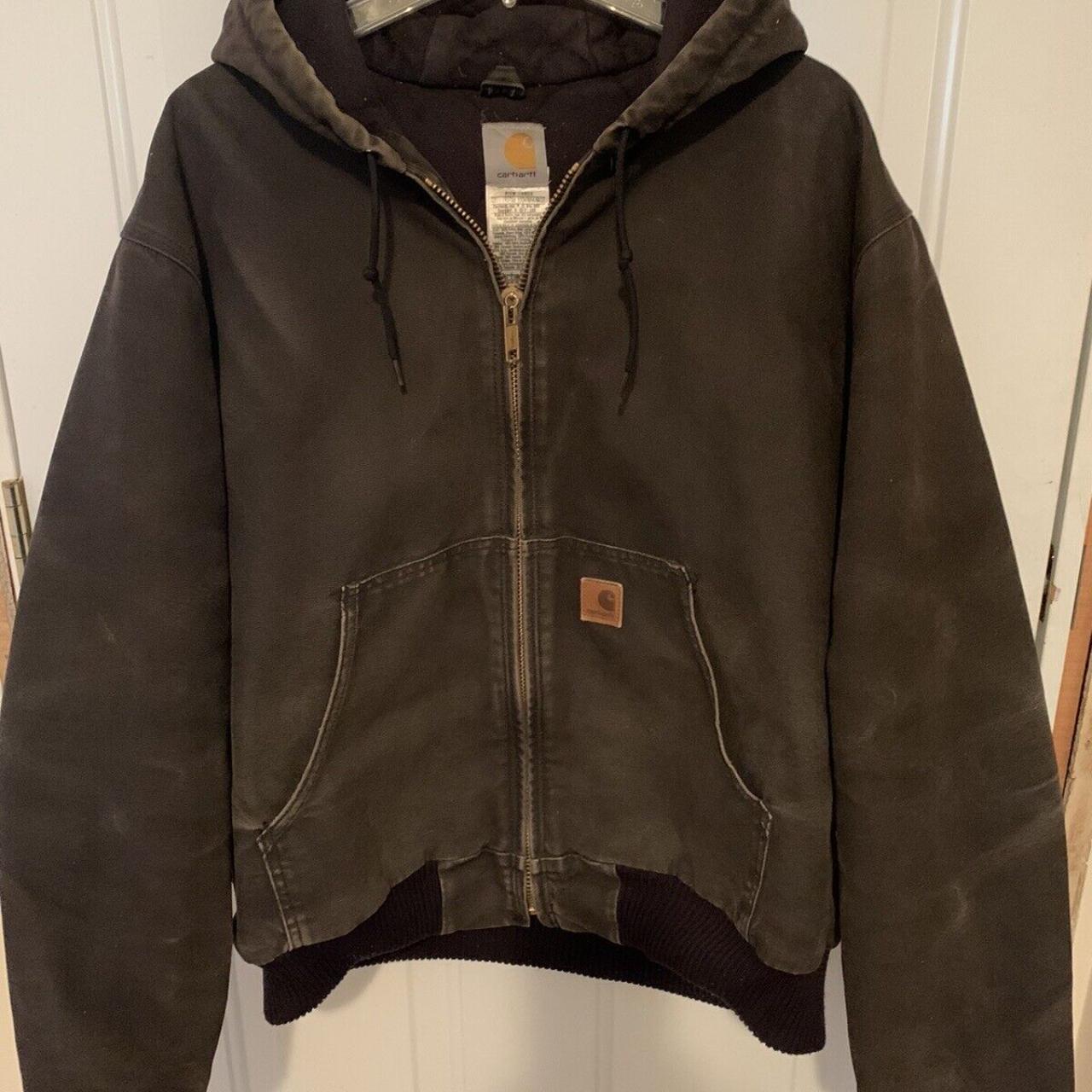 Carhartt J130 Black Sandstone Hooded Jacket Quilted... - Depop