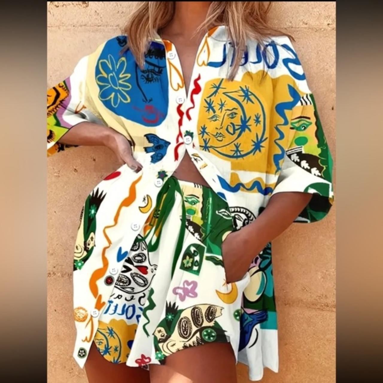 Novelty Print SET Pull on Shorts and short sleeve... Depop