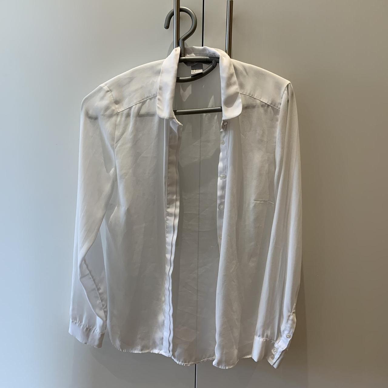 H&M white long sleeve blouse shirt. Work shirt.... - Depop