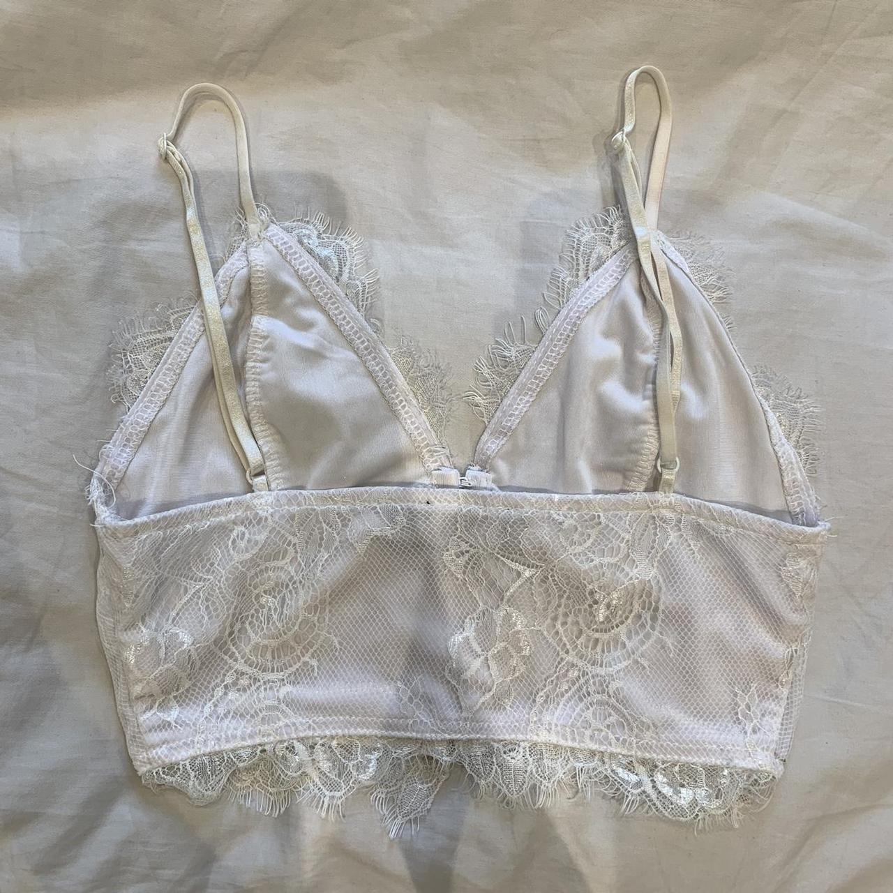 PLT white lace corset crop top. Strappy crop top... Depop