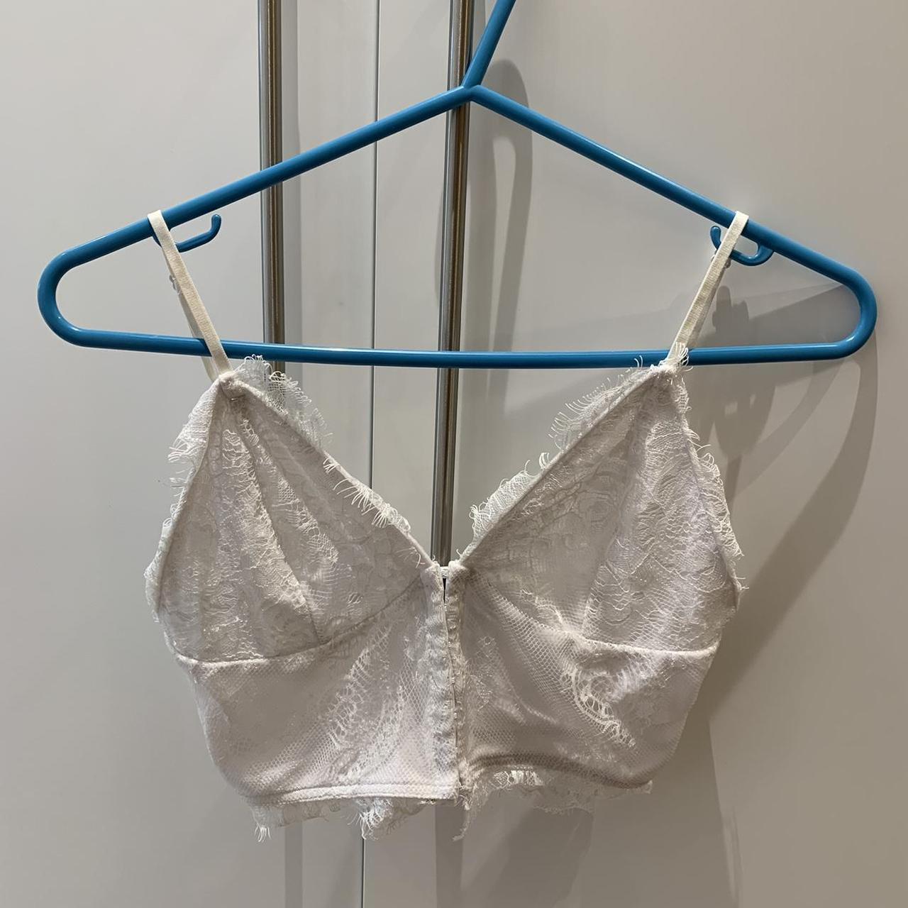 PLT white lace corset crop top. Strappy crop top... Depop