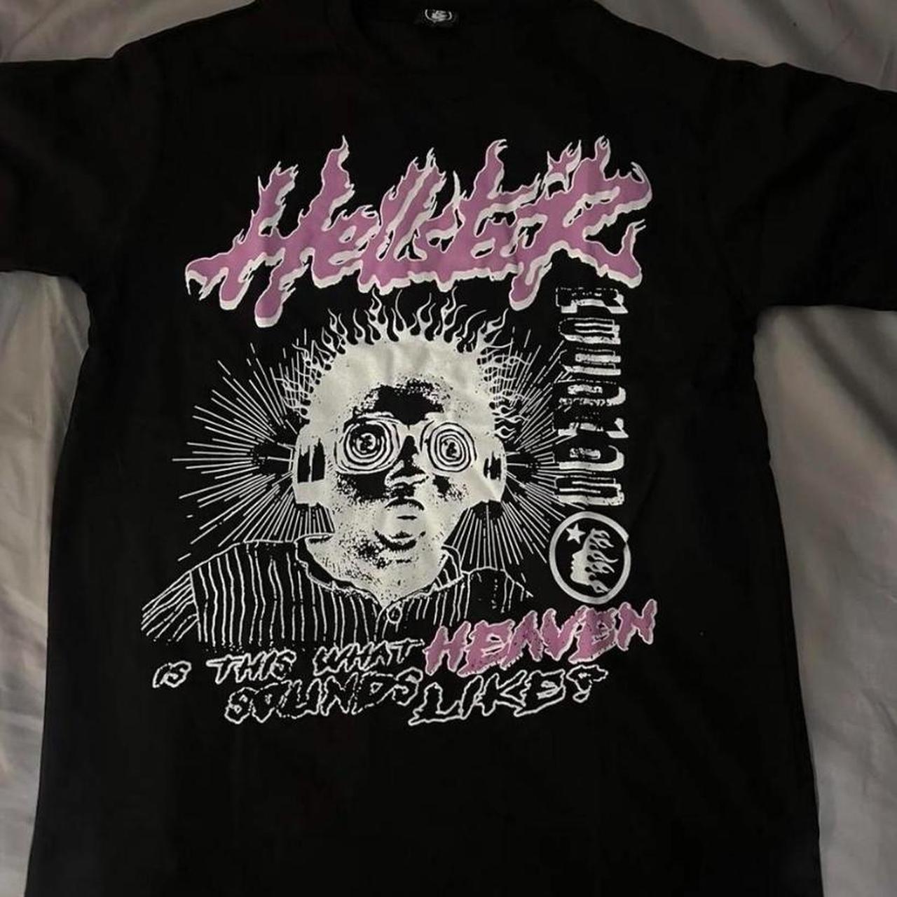 SHINING HEART LONG SHIRT ➕ステッカー Hellstar this what heaven sound like? Black n Pink | Depop