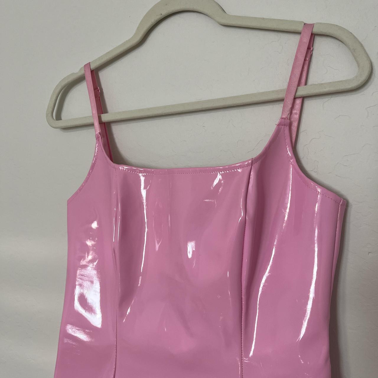 Pink latex dress pretty little thing hotsell