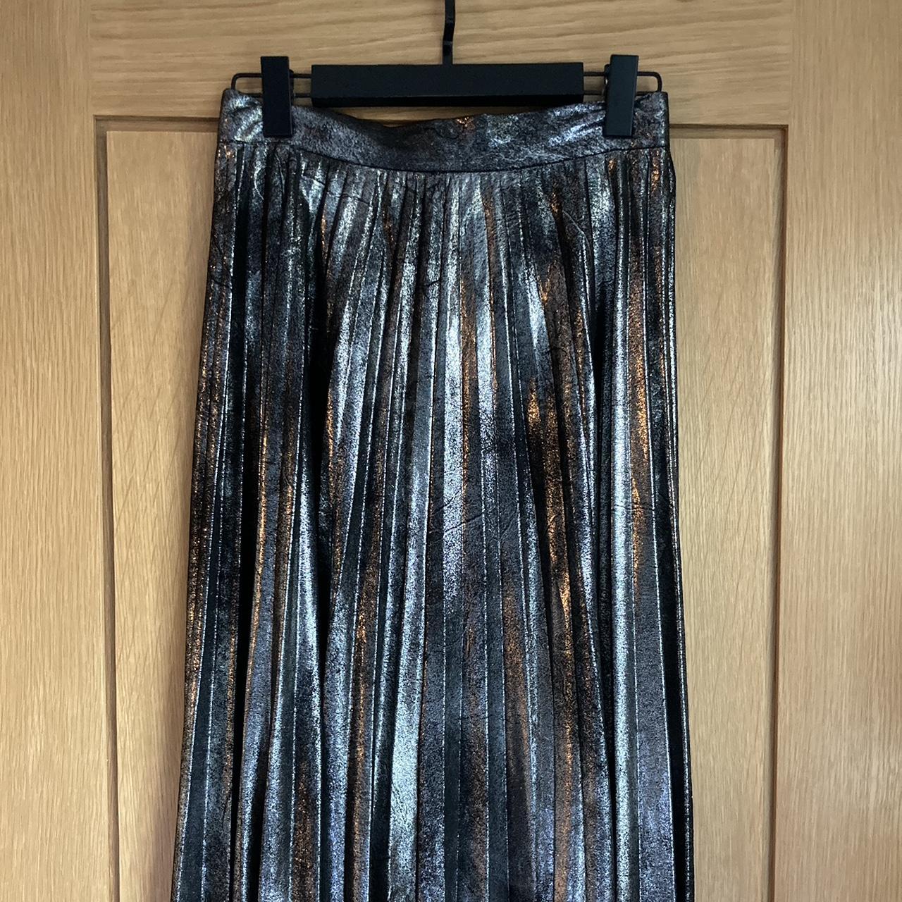 Metallic pleated midi skirt zara hotsell