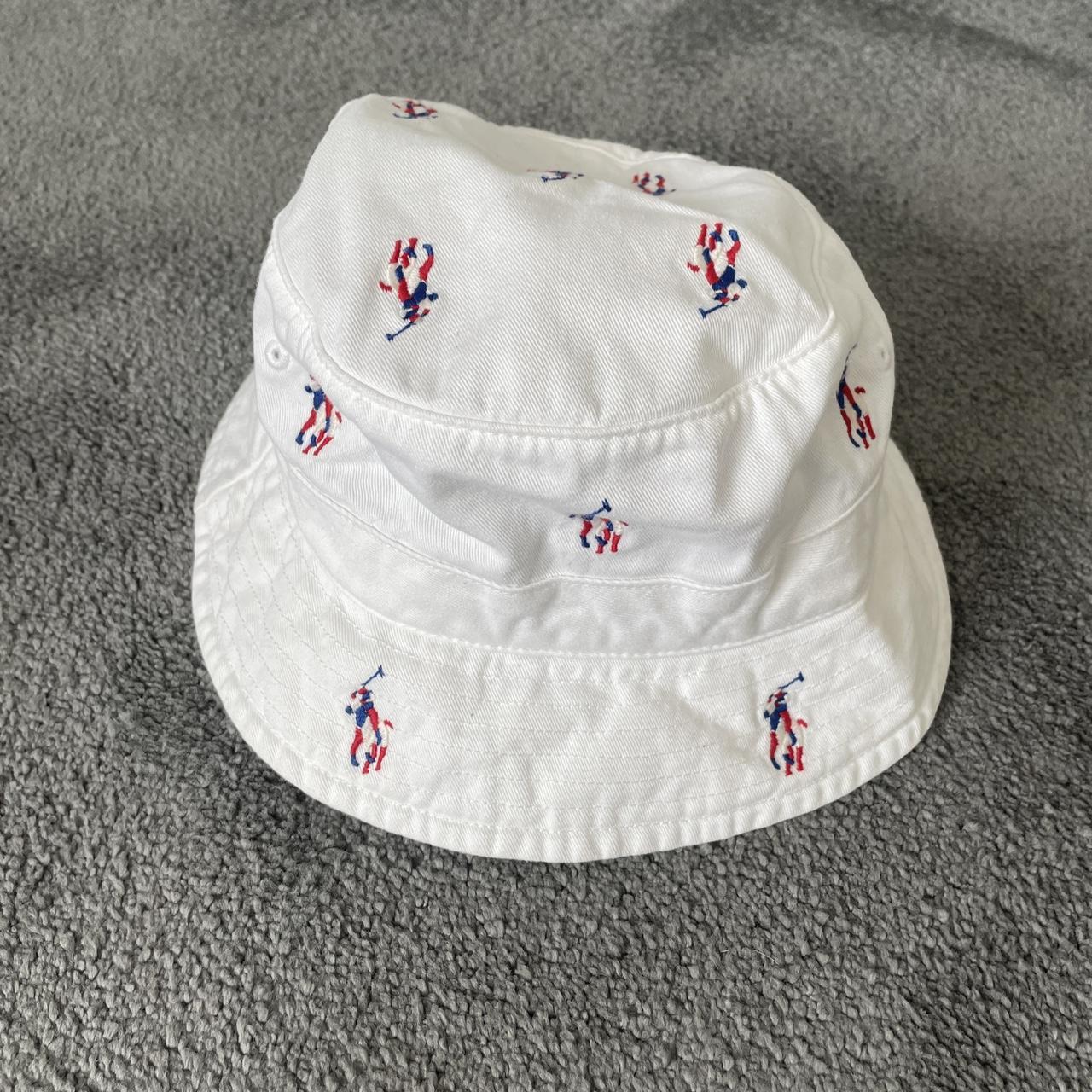 Polo Ralph Lauren RL All Over Logo Bucket Hat White. Depop