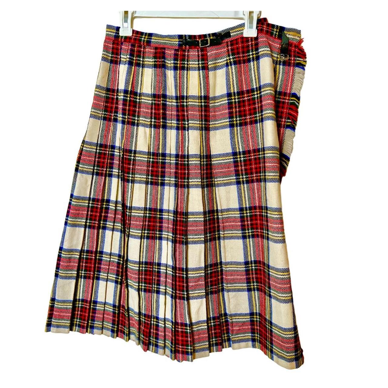 Vintage plaid pleated skirt VTG 70s 80s faux Wool. Depop