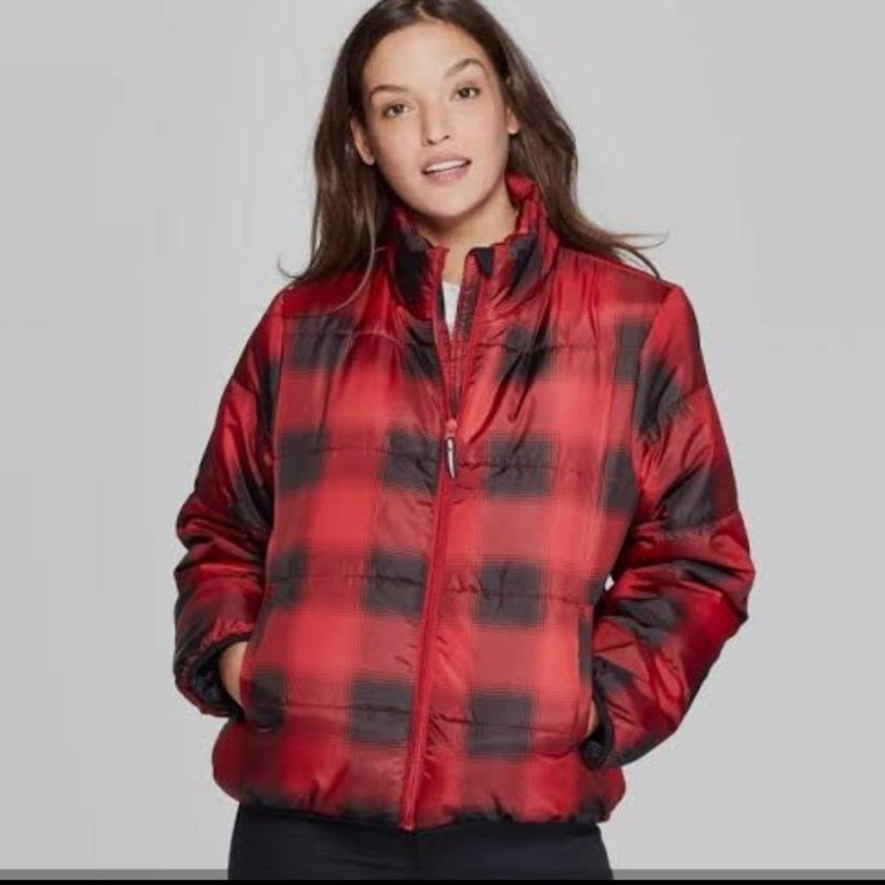 Universal Thread Women's Puffer Jacket - Red/Blac… - image 1