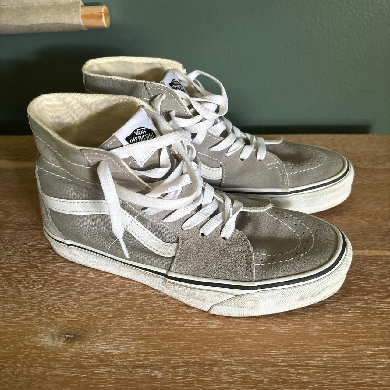 grey and white high top vans These could be such. Depop