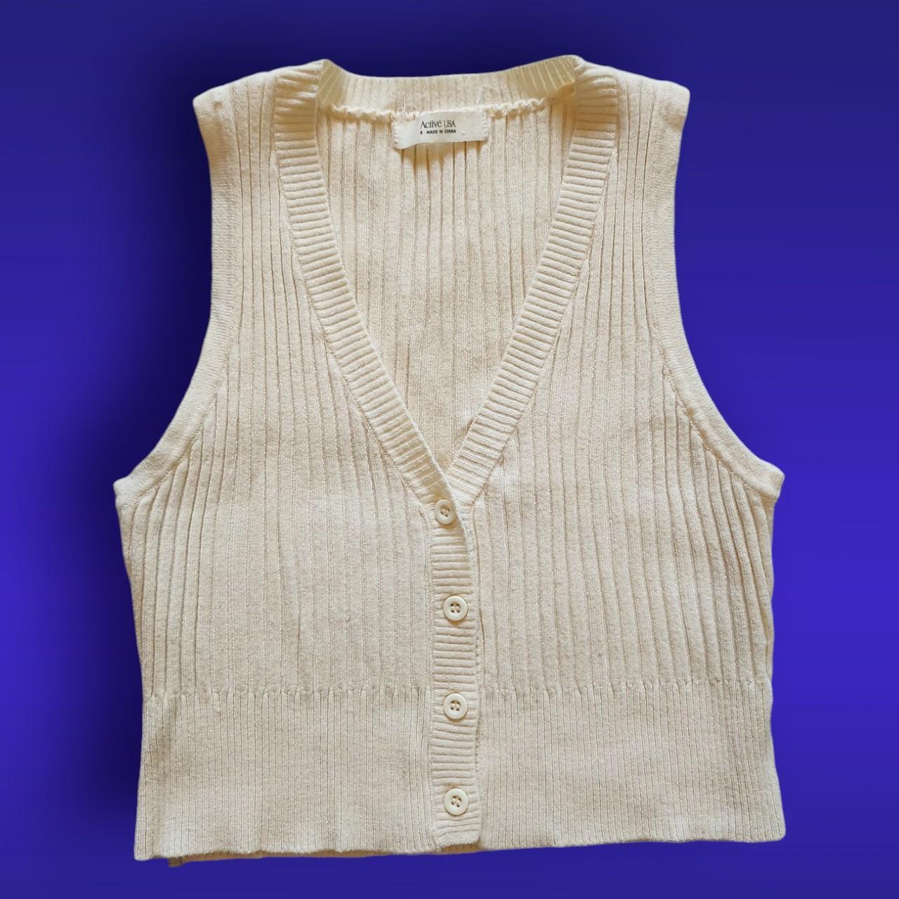 Cream knit button-up sweater vest #coquette... - Depop