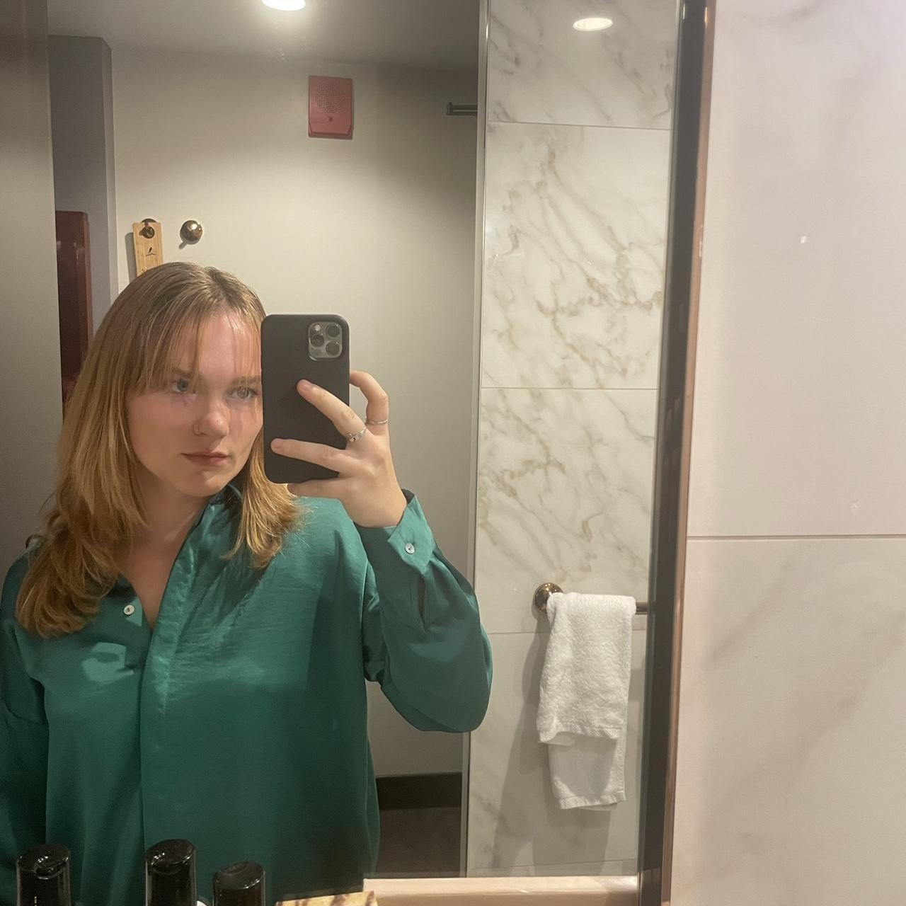 Green Silk Button Up - Shirt Is Much Greener Irl, - Depop