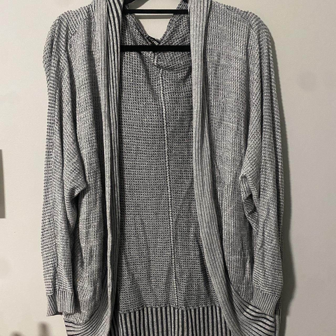 Gray Express Hooded Cardigan Sweater Size Large