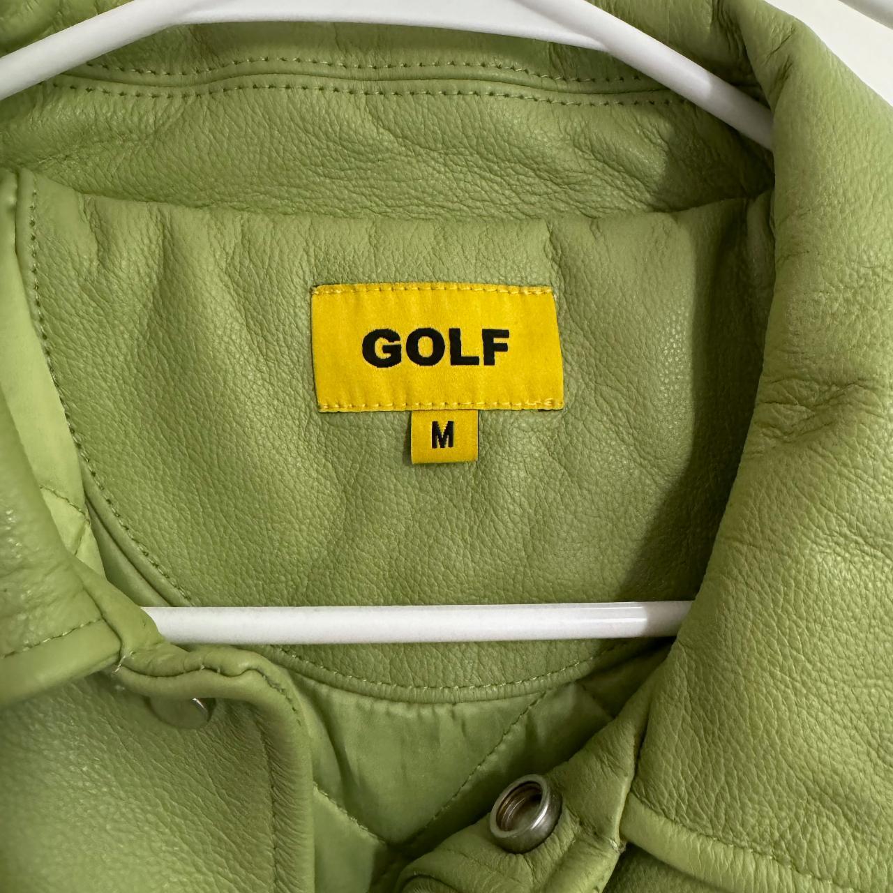 Medium green leather Golf Wang bomber jacket from | Depop
