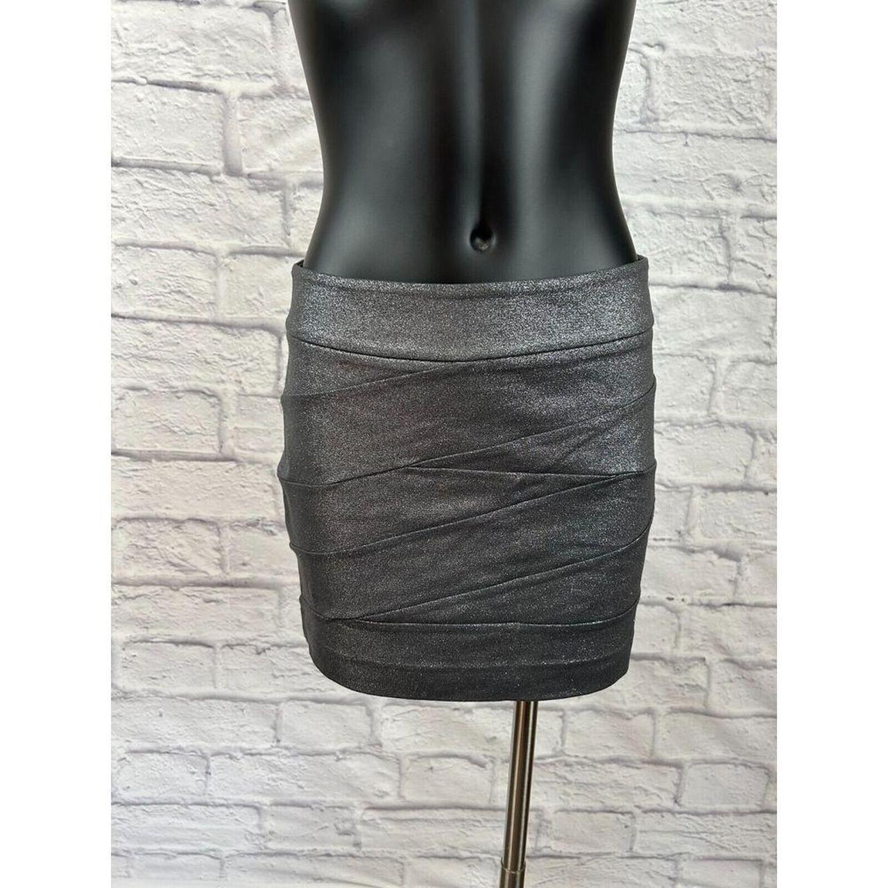 Express Skirt Metallic Silver Bandage Bodycon. Depop