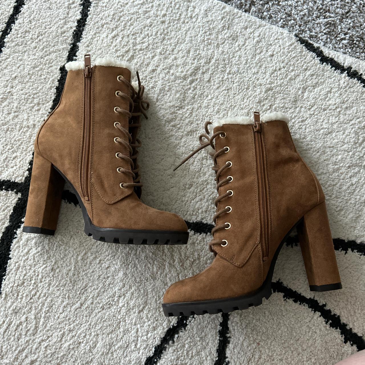 Aldo Brown Suede Heeled Booties ALDO Sushi Block Heel Ankle Boots