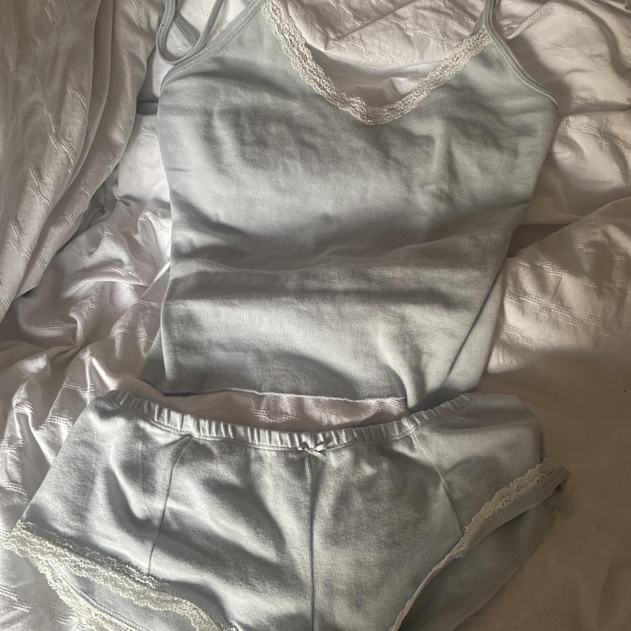 really cute baby blue brandy melville pyjama set 🛏️🛏️... Depop