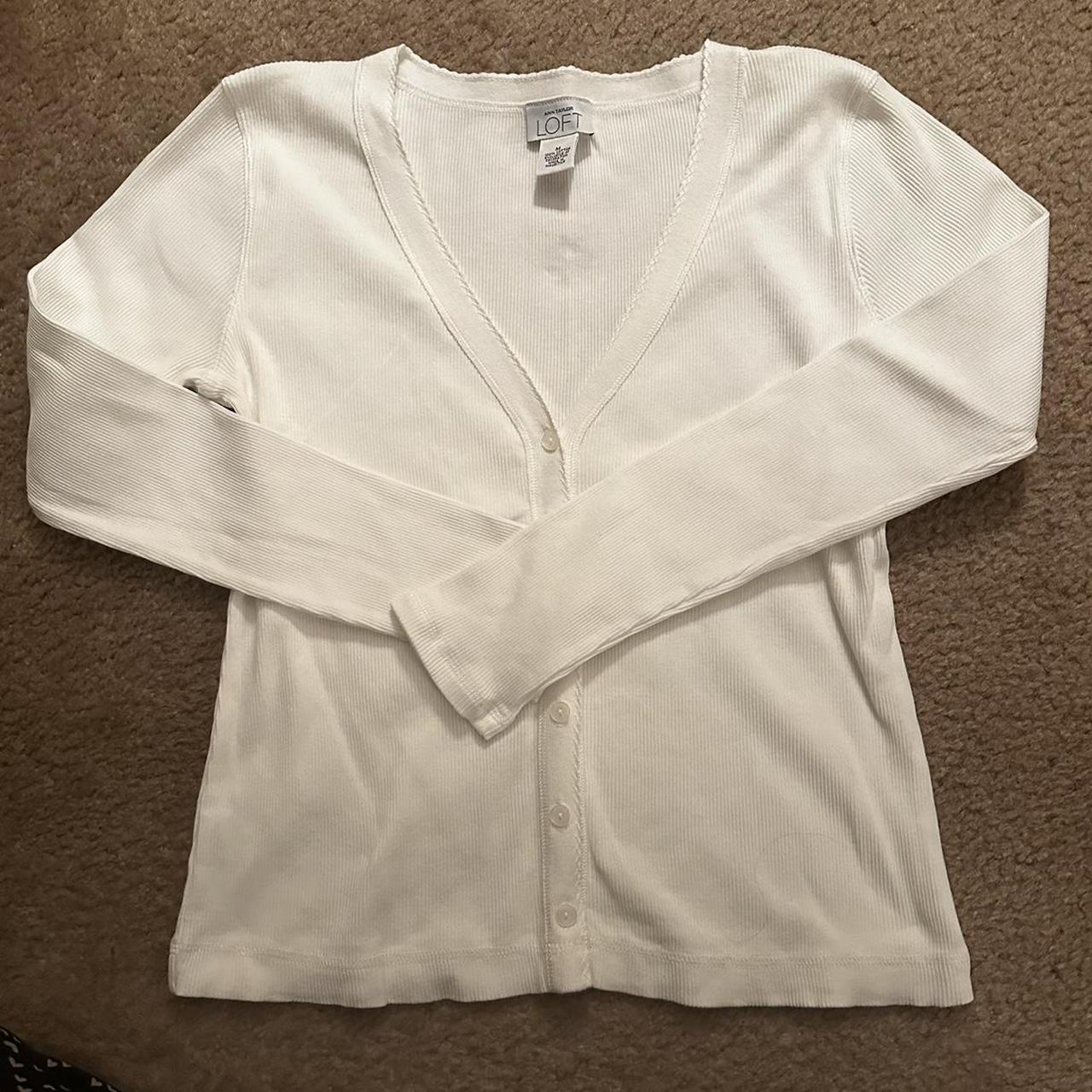 Ann Taylor Loft white cardigan v neck long sleeve