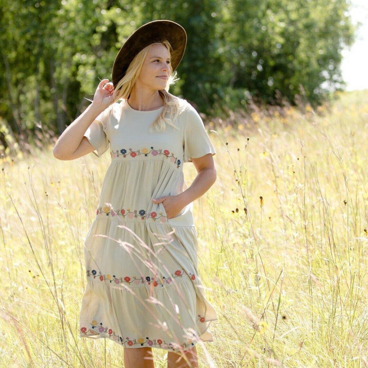 Orange Creek Boho Floral Embroidered Tiered Dress