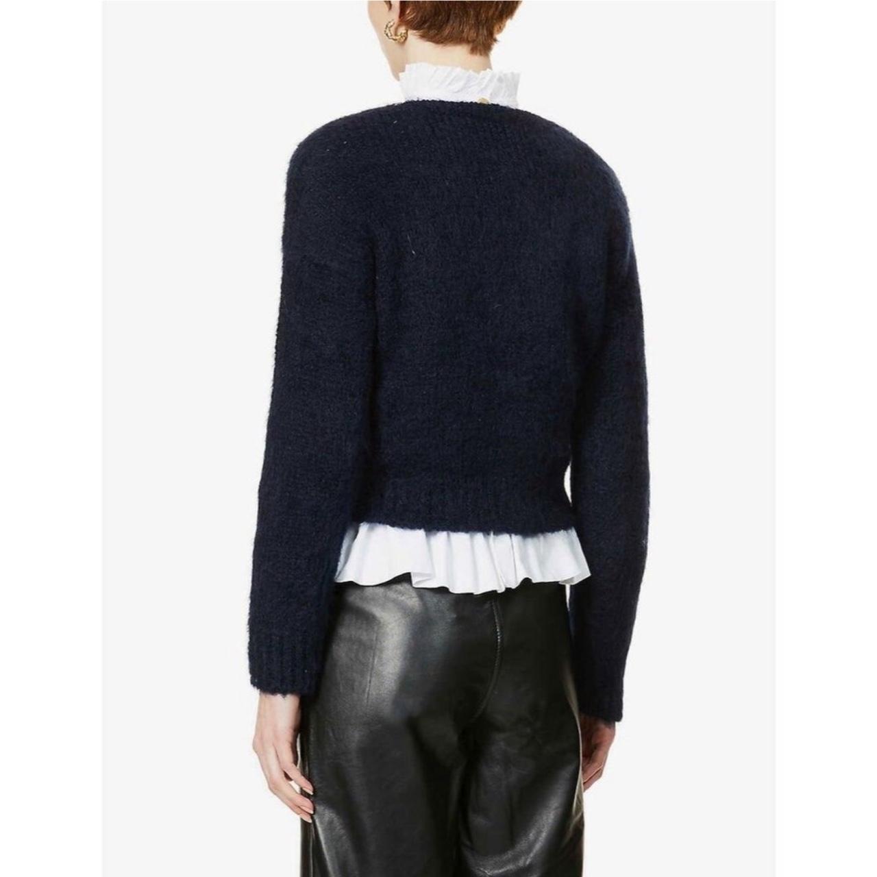 Maje Women's Cardigan Blue L – Maje Mistigri V Neck Mohair