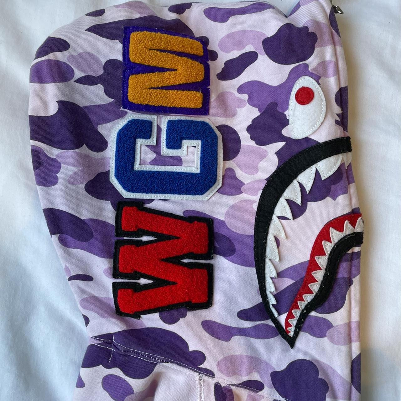 Bape camo shark zip up hoodie lilac Size Medium... - Depop