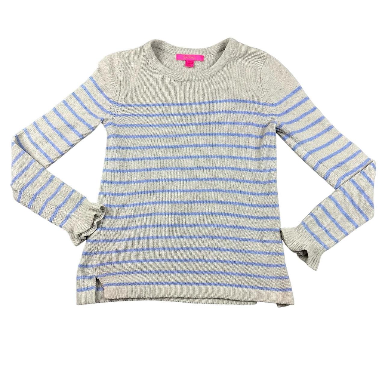 Lilly Pulitzer sale Grey & Blue Striped Calloway Chenille Sweater XS