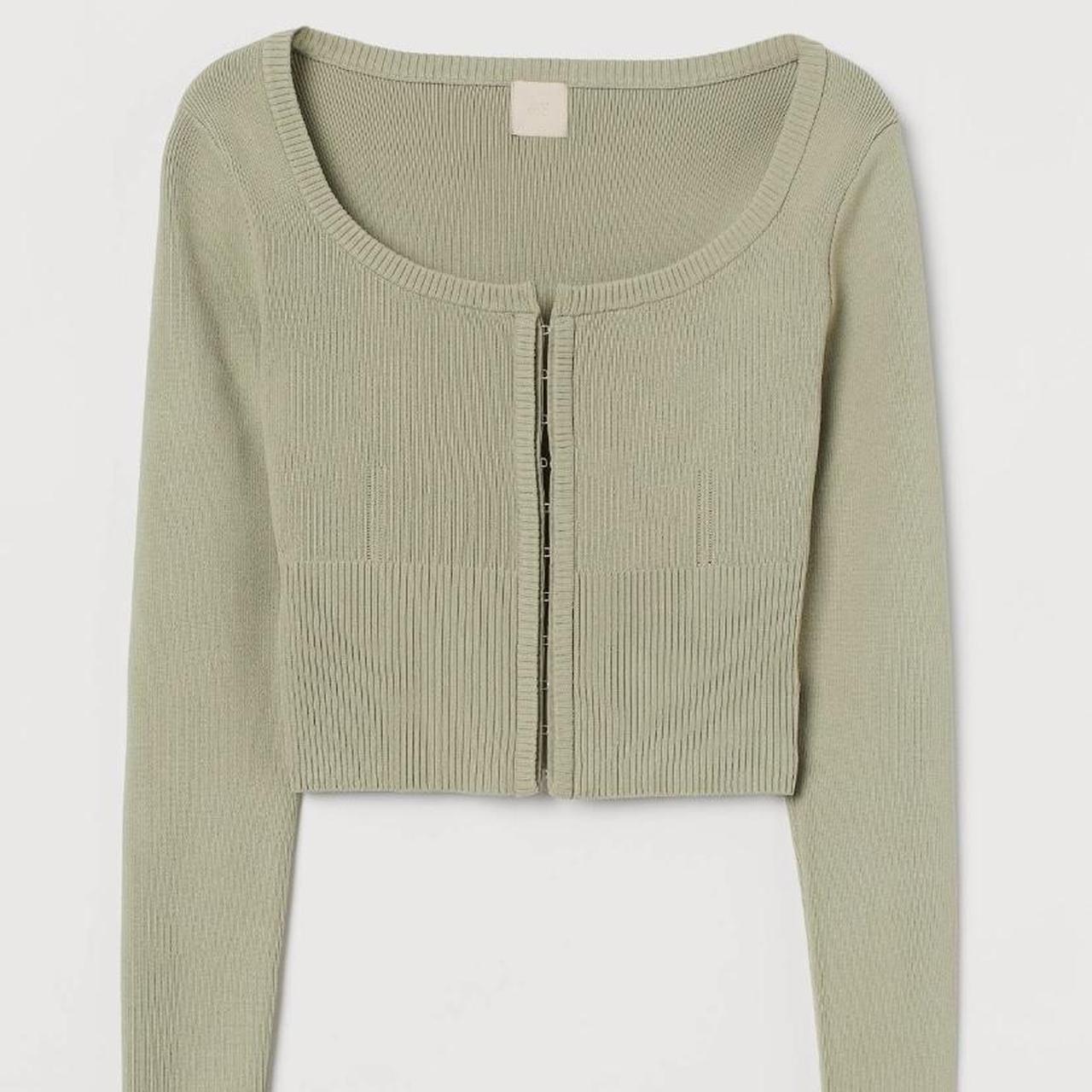 H&M Short Cardigan in Light Sage Green: Size XS... - Depop