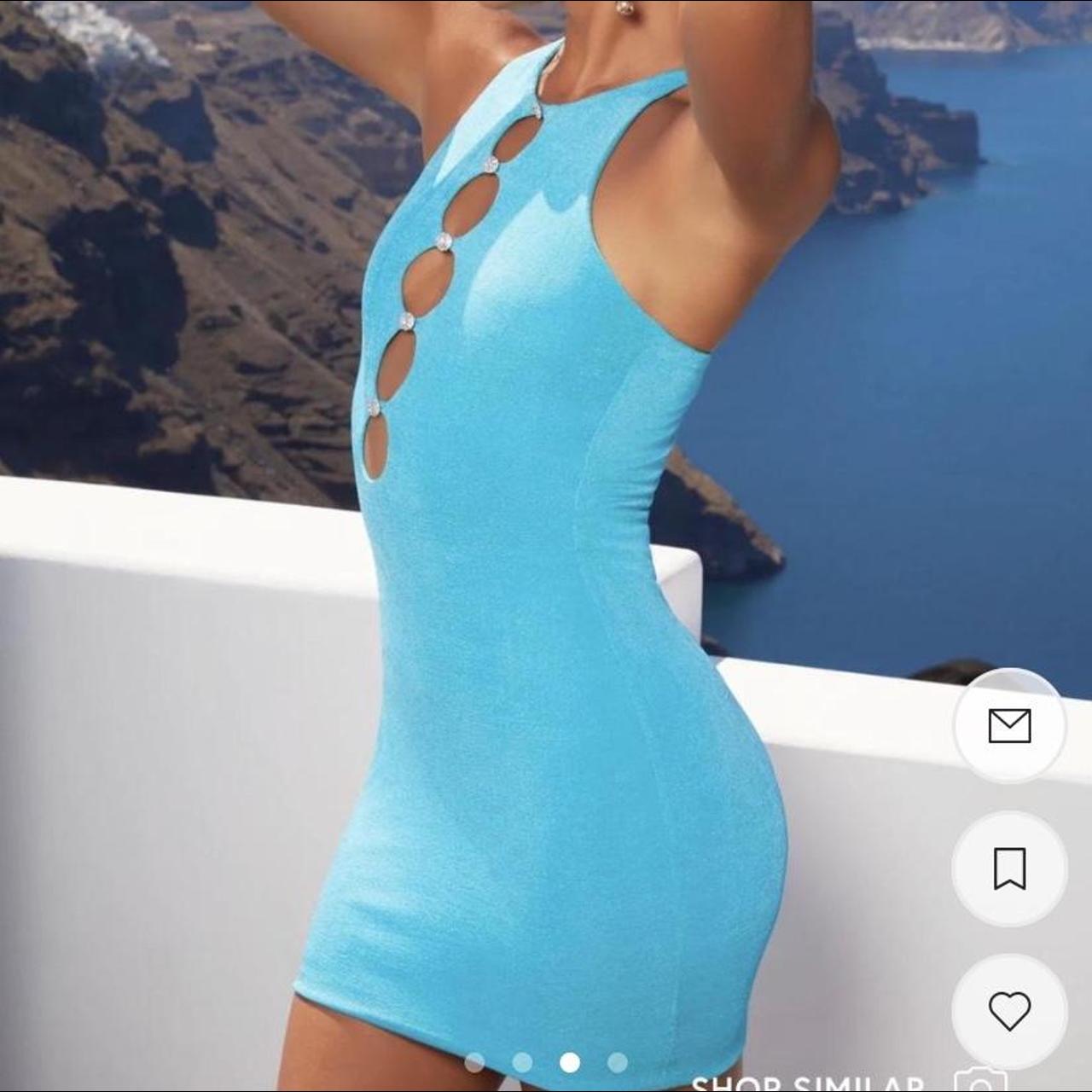 Oh Polly Women's Blue Dress Depop