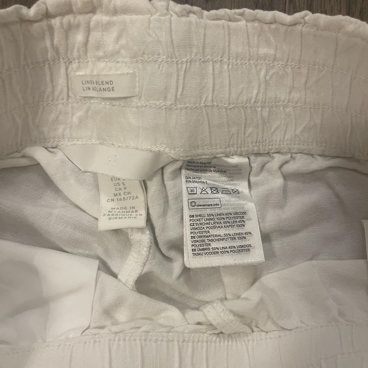 High waisted white H&M linen pants Size S Super... Depop