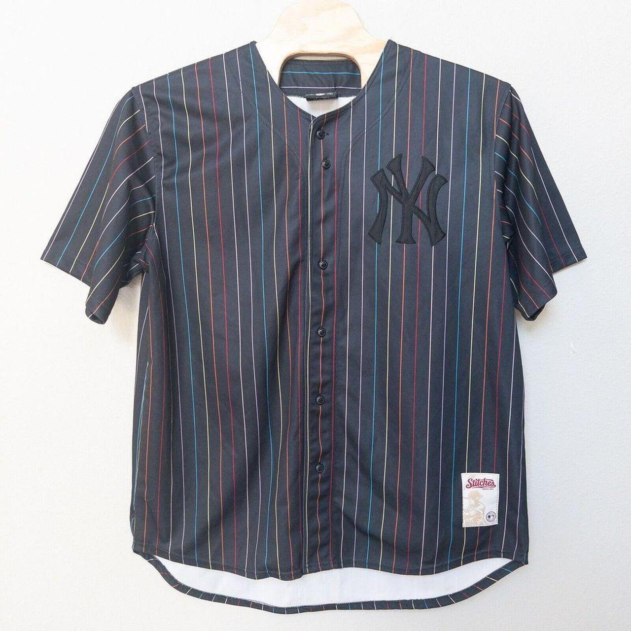 Stitches NY Yankees Black Rainbow Pinstripe Baseball... - Depop