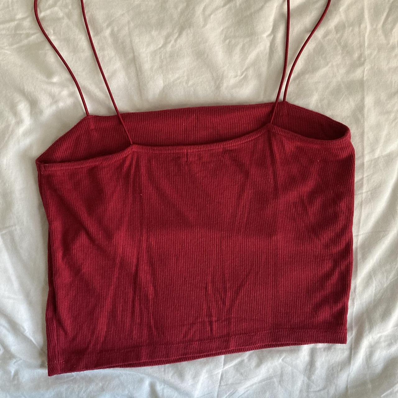 Urban Outfitter red crop top. Ribbed with stretchy... - Depop