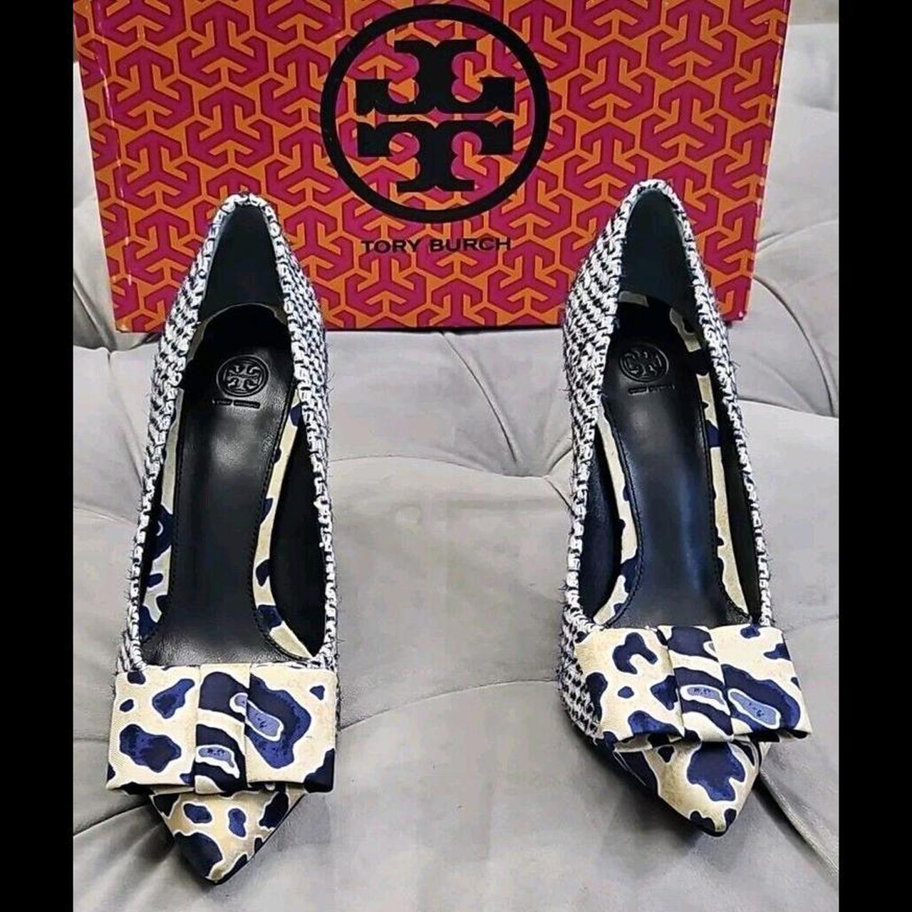 Tory Burch Cleo tweed heels with silk bow buy