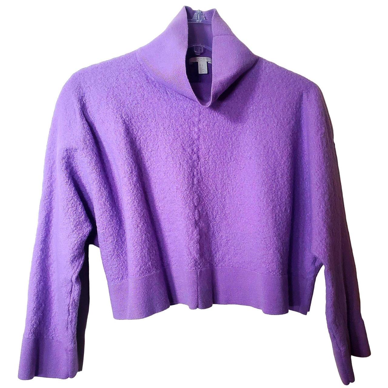 COS Multi Color on sale Purple Cotton Knit Crew Neck Long Sleeves Pullover Sweater Sz S