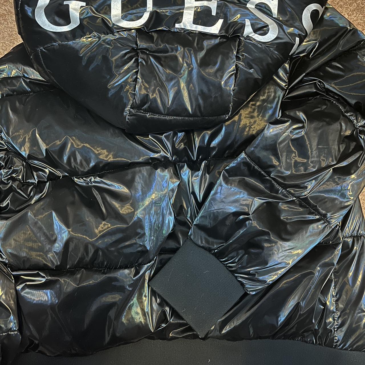 Black guess puffer jacket, barely worn, no defects... - Depop