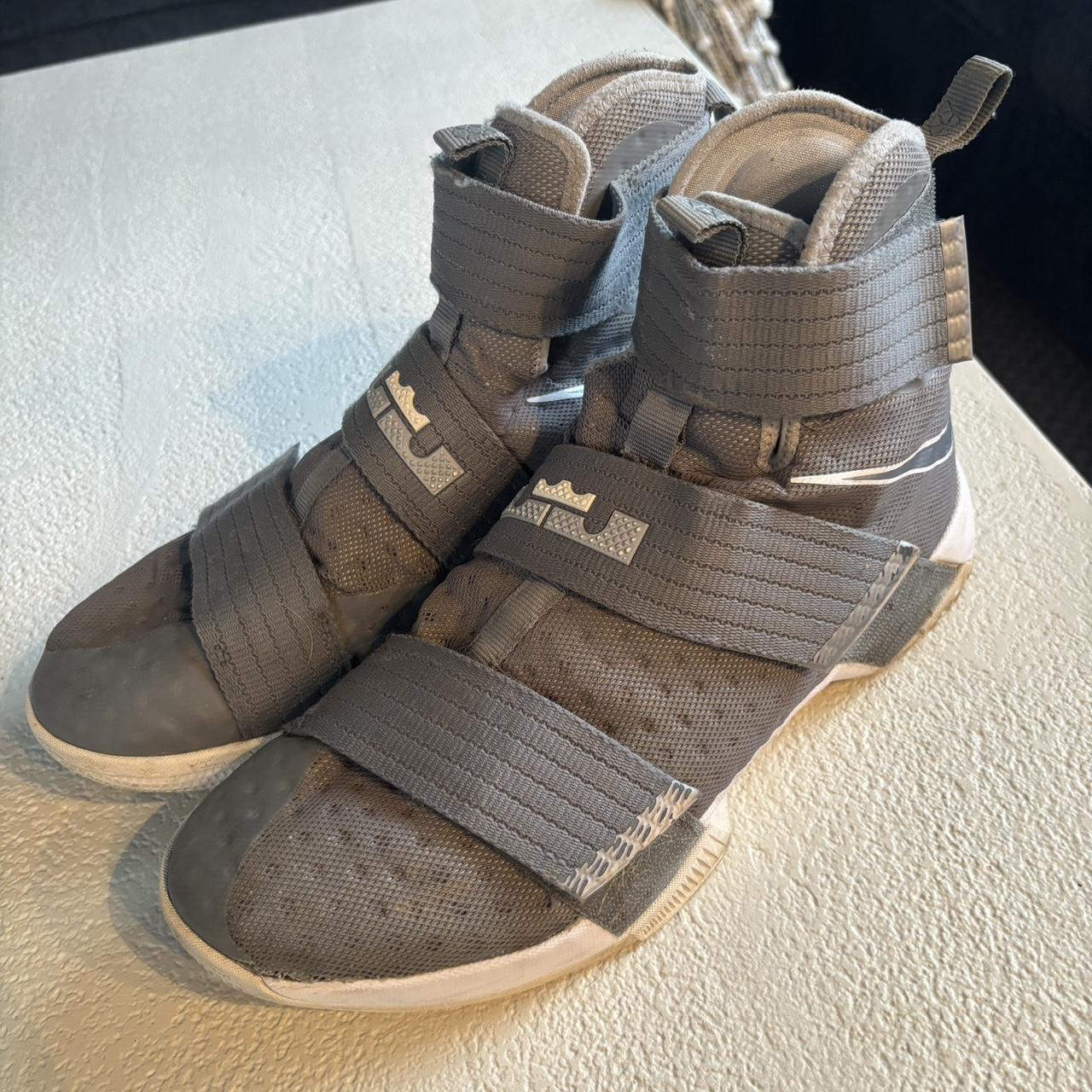 Grey Lebron Soldier 10 basketball shoes. Velcro... - Depop