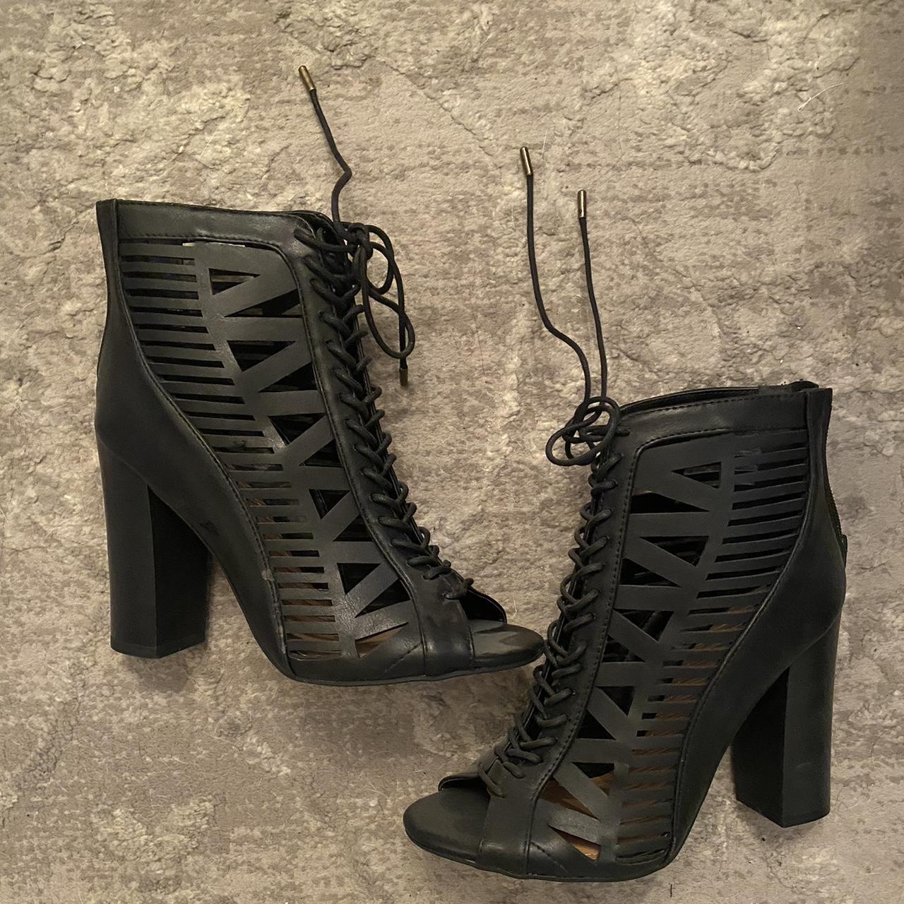 Brand new never worn faux leather laser cut booties