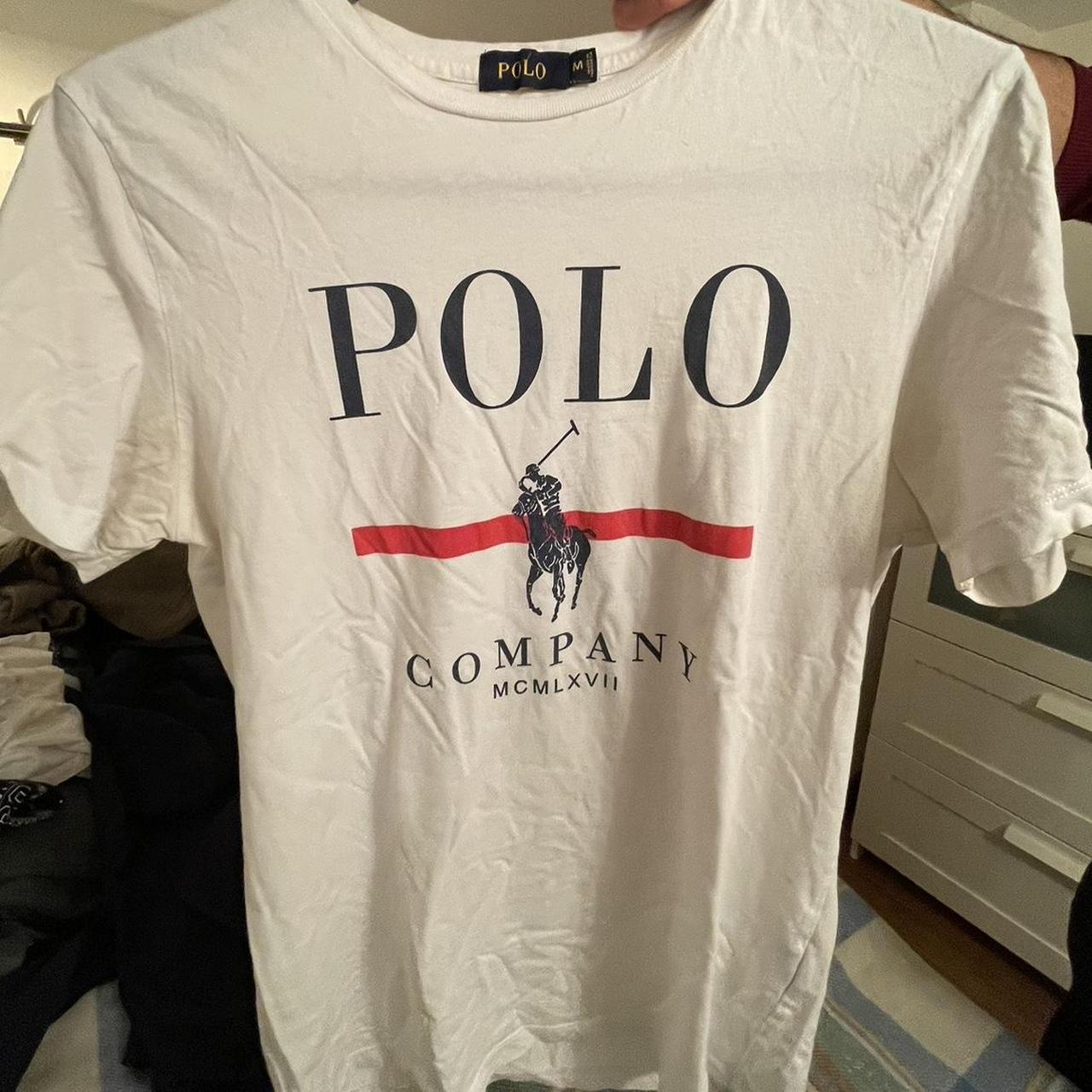 Polo Men's White and Blue T-shirt | Depop