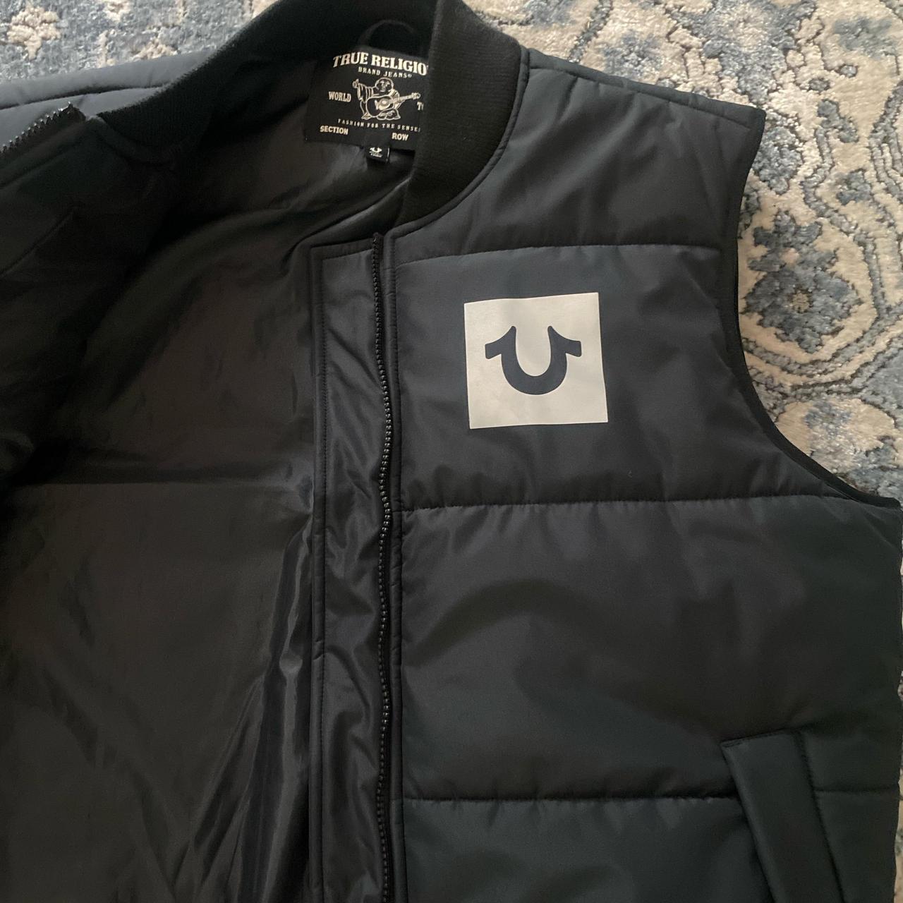 True Religion bodywarmer reflective logo Brand Depop