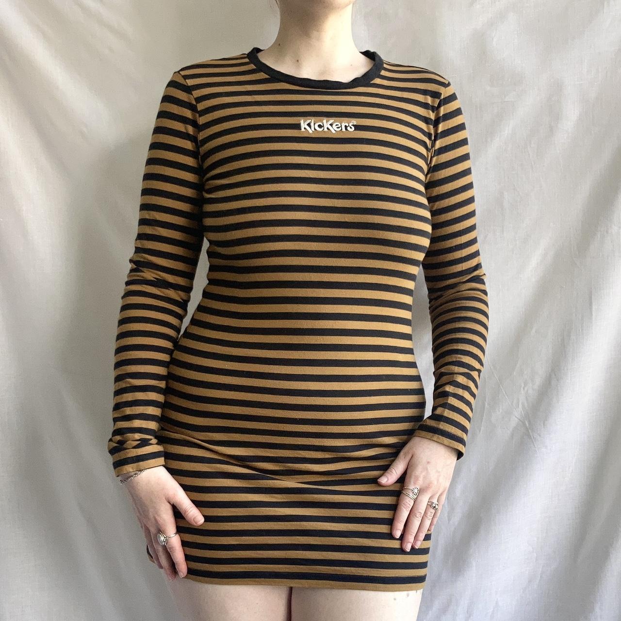 Kickers long tshirt dress yellow black horizontal