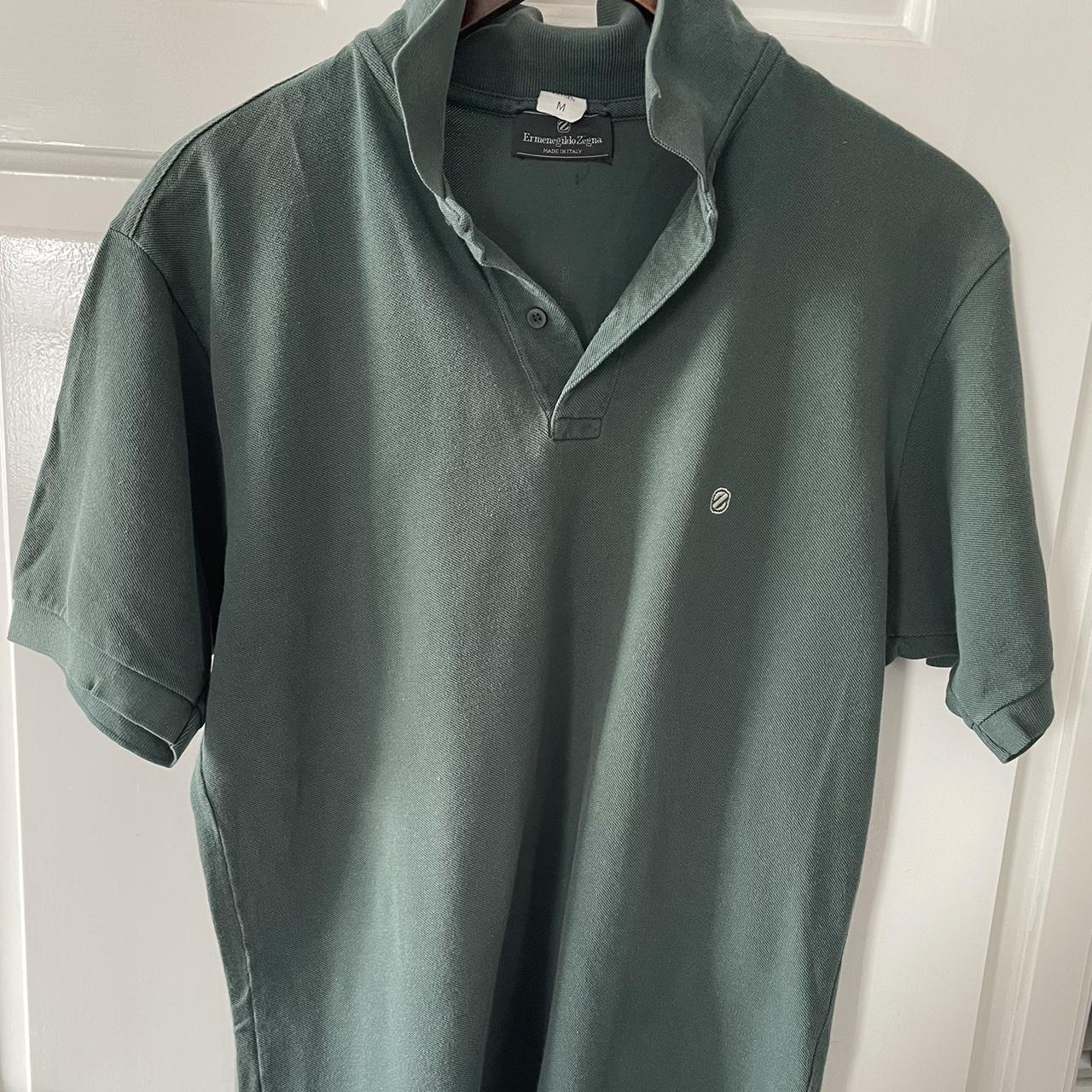 Tシャツ・カットソー ERMENEGILDO ZEGNA Men Polo Shirts RUF360A9 F765302 Green Vintage Ermenegildo Zegna Green Men's Polo Shirt in | Depop
