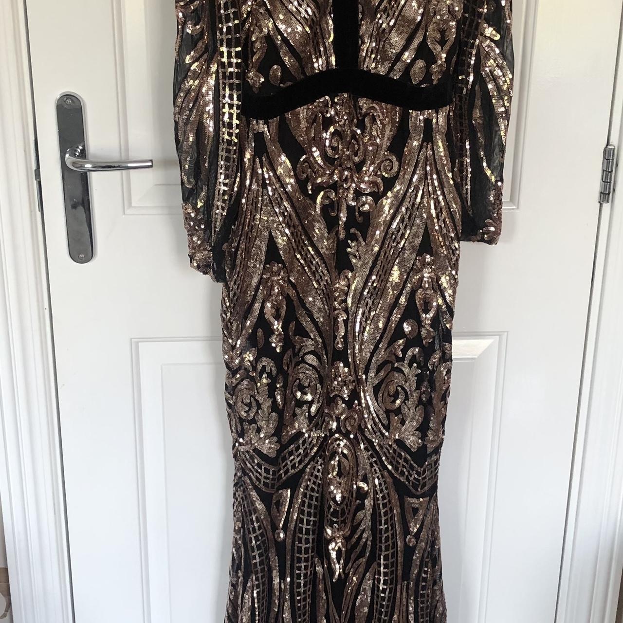 Quiz gold maxi shops dress