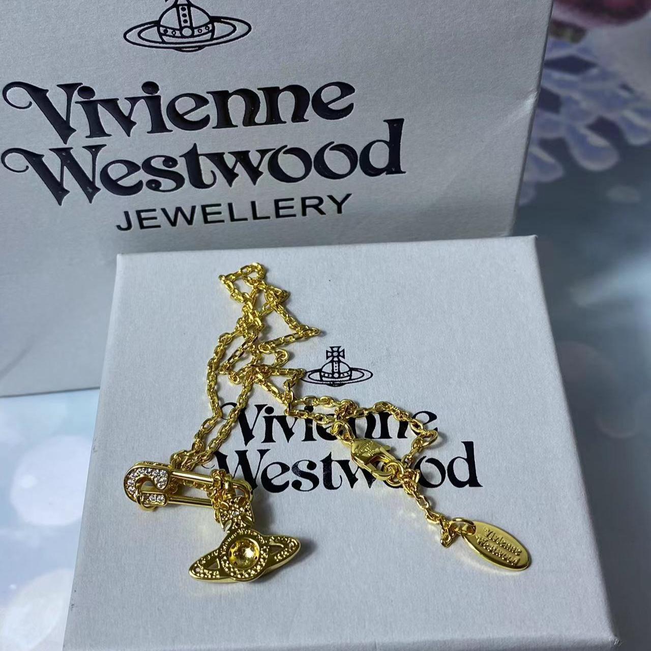 vivienne westwood gold color necklace Very shiny,... - Depop