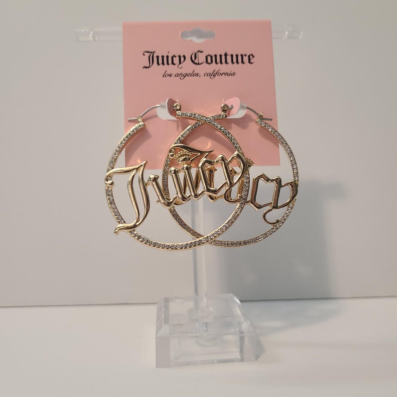 Juicy Couture Gold Rhinestone Hoop Earrings Brand Depop 6796