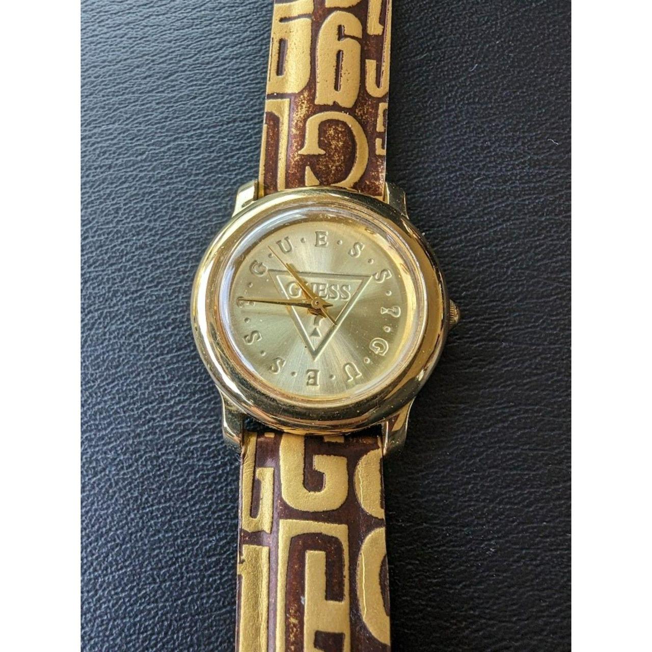 Vintage Guess Watch Women Gold Tone Logo Leather. Depop